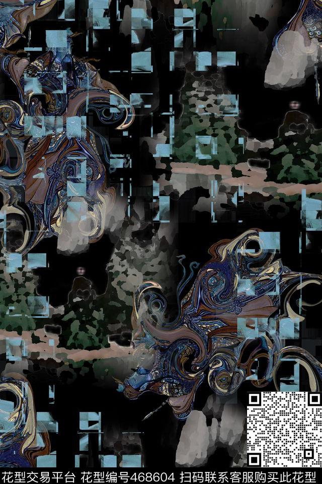 潮流抽象复古数码印花华亿平台下载（图片编号: 468604） - 瓦栏（Walan）