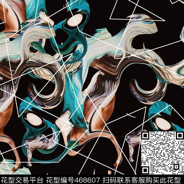 潮流抽象男装华亿平台数码印花华亿平台下载（图片编号: 468607） - 瓦栏（Walan）