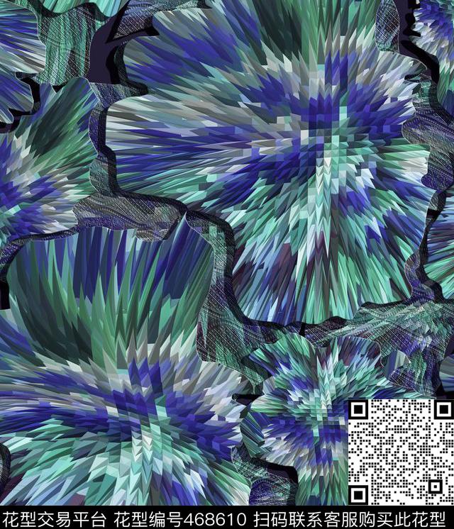 潮流抽象复古数码印花华亿平台下载（图片编号: 468610） - 瓦栏（Walan）