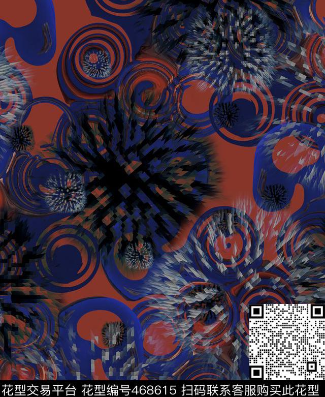 潮流抽象复古数码印花华亿平台下载（图片编号: 468615） - 瓦栏（Walan）