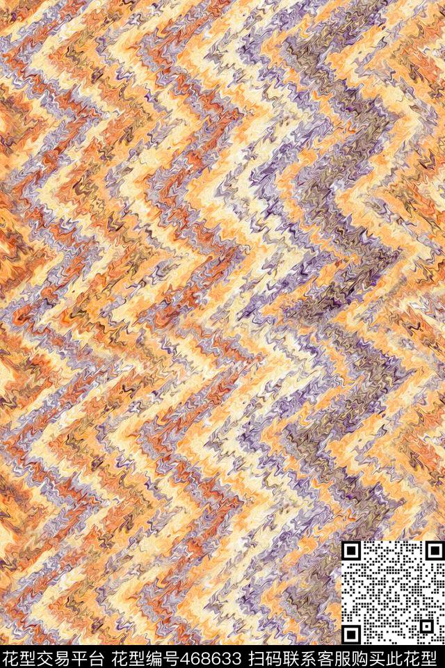 潮流大牌时尚波浪纹水波纹数码印花华亿平台下载（图片编号: 468633） - 瓦栏（Walan）