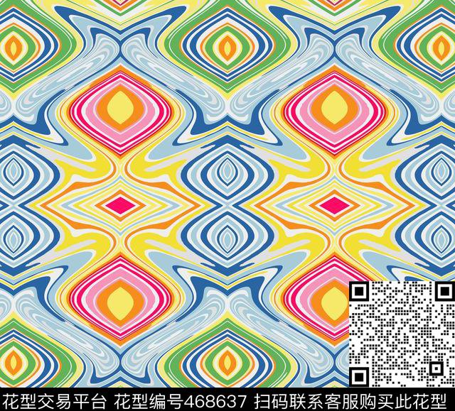 夏日风色块炫彩传统印花华亿平台下载（图片编号: 468637） - 瓦栏（Walan）