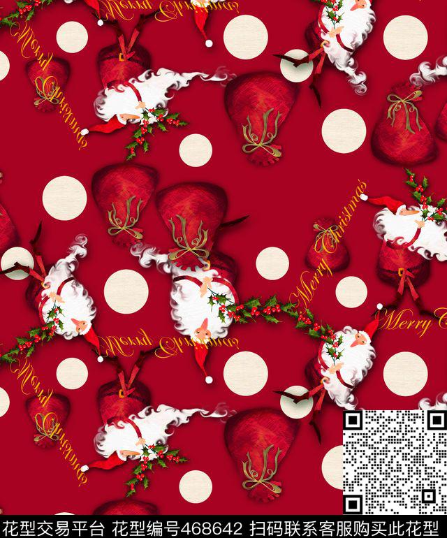 波点潮流时尚圣诞老人数码印花华亿平台下载（图片编号: 468642） - 瓦栏（Walan）