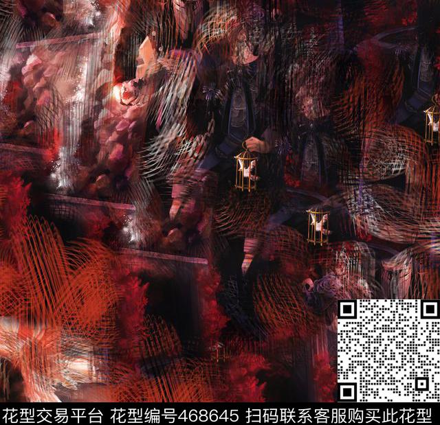 潮流抽象复古数码印花华亿平台下载（图片编号: 468645） - 瓦栏（Walan）