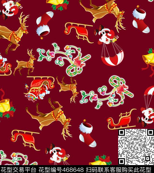 潮流时尚匹布圣诞节数码印花华亿平台下载（图片编号: 468648） - 瓦栏（Walan）