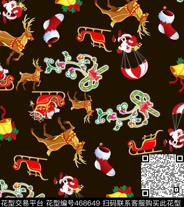潮流时尚圣诞节匹布数码印花华亿平台下载（图片编号: 468649） - 瓦栏（Walan）
