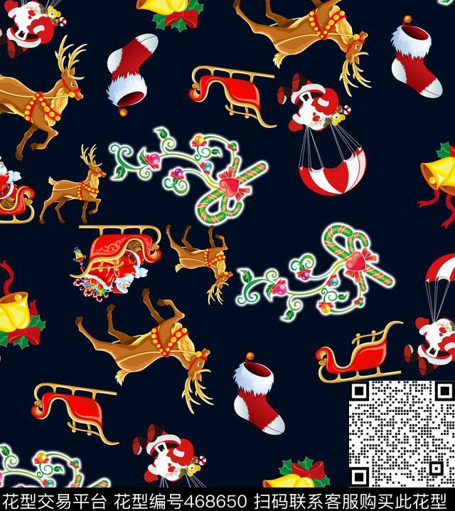 潮流时尚圣诞节匹布数码印花华亿平台下载（图片编号: 468650） - 瓦栏（Walan）