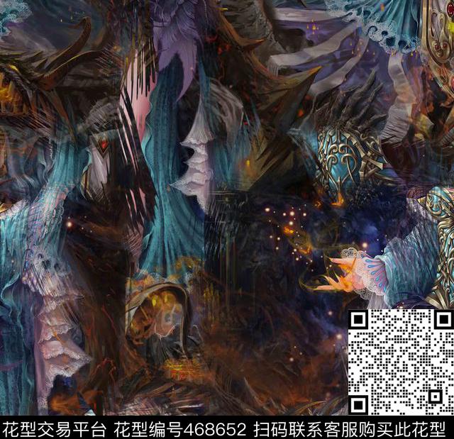 潮流抽象复古数码印花华亿平台下载（图片编号: 468652） - 瓦栏（Walan）