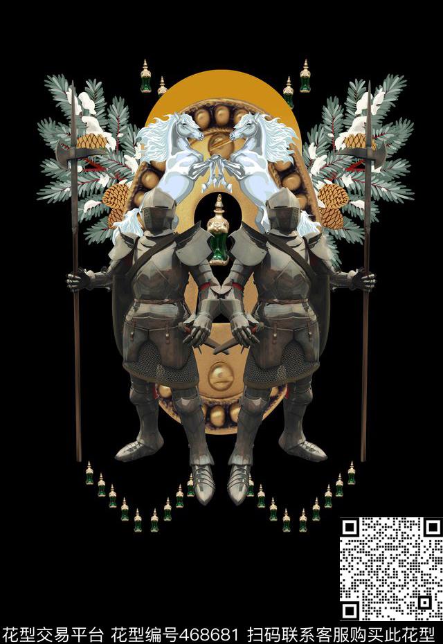 潮流时尚定位欧美盔甲数码印花华亿平台下载（图片编号: 468681） - 瓦栏（Walan）