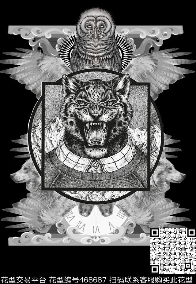 潮流时尚大牌定位老虎头传统印花华亿平台下载（图片编号: 468687） - 瓦栏（Walan）