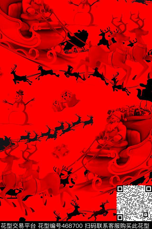 3D效果礼物盒子圣诞老人数码印花华亿平台下载（图片编号: 468700） - 瓦栏（Walan）