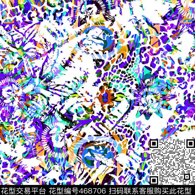 休闲时尚动物花纹花卉女士服装面料传统印花华亿平台下载（图片编号: 468706） - 瓦栏（Walan）