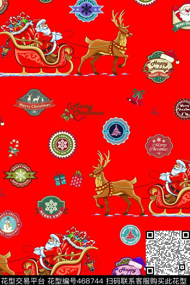 圣诞标签圣诞老人时尚传统印花华亿平台下载（图片编号: 468744） - 瓦栏（Walan）
