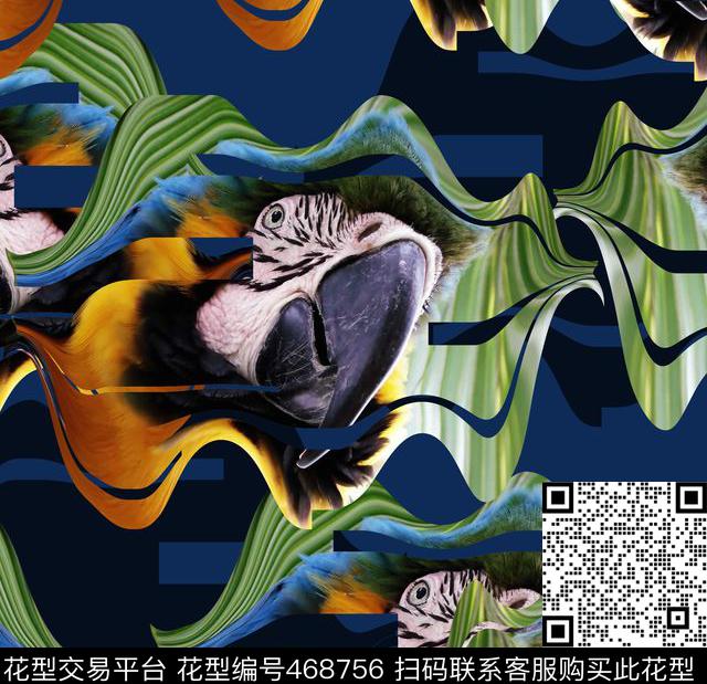 复个鹦鹉潮流数码印花华亿平台下载（图片编号: 468756） - 瓦栏（Walan）