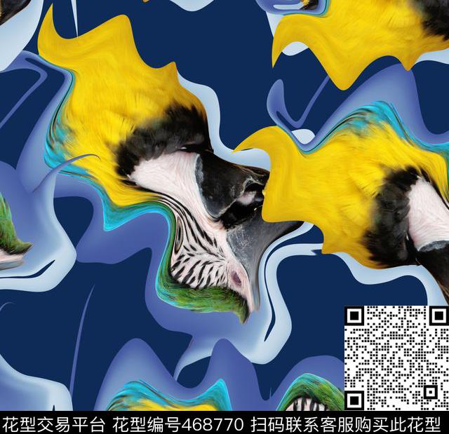 复古鹦鹉潮流数码印花华亿平台下载（图片编号: 468770） - 瓦栏（Walan）