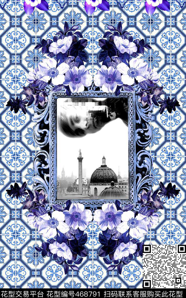 中国风几何格子数码印花华亿平台下载（图片编号: 468791） - 瓦栏（Walan）