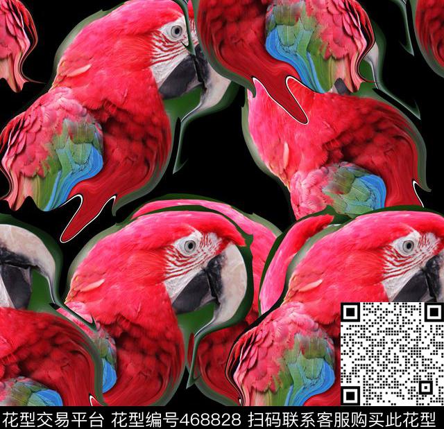 潮流复古鹦鹉数码印花华亿平台下载（图片编号: 468828） - 瓦栏（Walan）