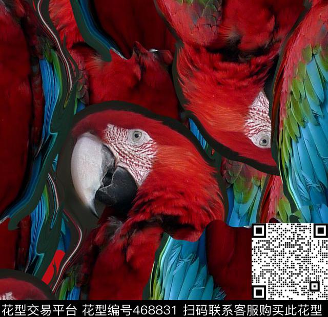 潮流复古鹦鹉数码印花华亿平台下载（图片编号: 468831） - 瓦栏（Walan）