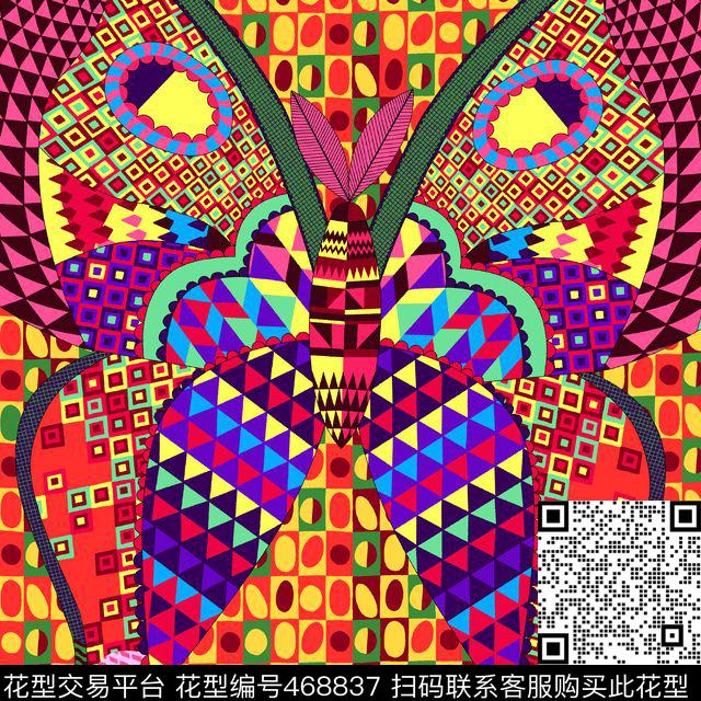 时尚蝴蝶大牌数码印花华亿平台下载（图片编号: 468837） - 瓦栏（Walan）