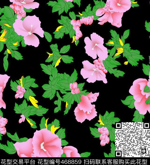 抽象写意花卉传统印花华亿平台下载（图片编号: 468859） - 瓦栏（Walan）