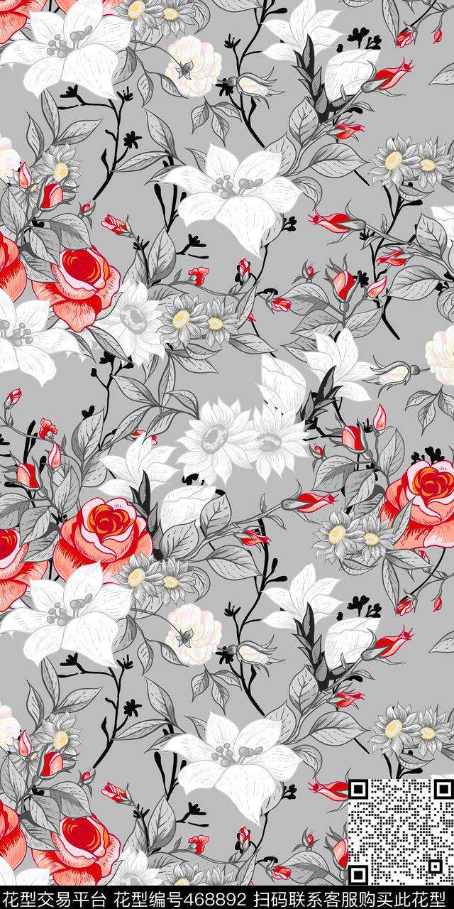 复古中国风中国风手绘花卉传统印花华亿平台下载（图片编号: 468892） - 瓦栏（Walan）