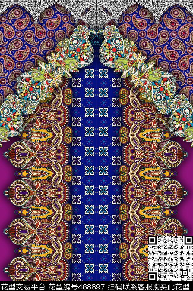 定位几何腰果数码印花华亿平台下载（图片编号: 468897） - 瓦栏（Walan）