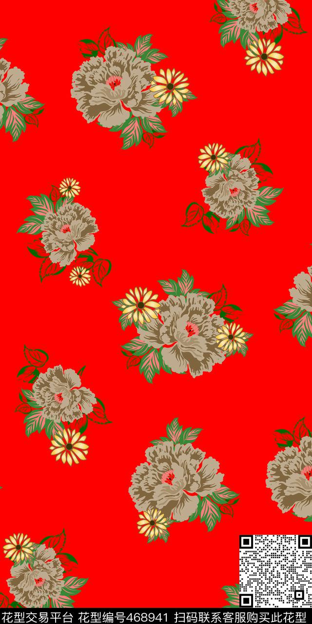 传统复古花卉传统印花华亿平台下载（图片编号: 468941） - 瓦栏（Walan）