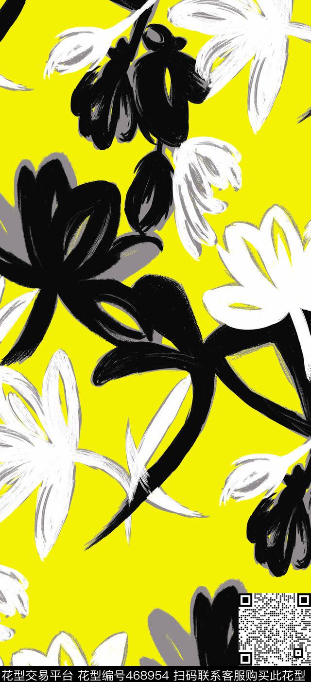 时尚抽象手绘数码印花华亿平台下载（图片编号: 468954） - 瓦栏（Walan）