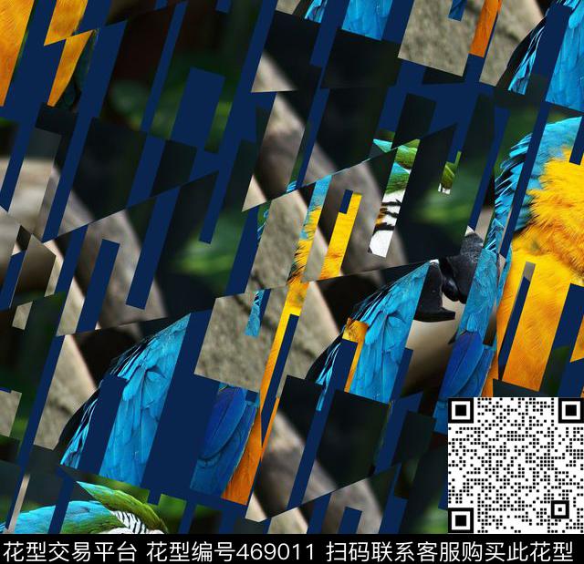 潮流复古鹦鹉数码印花华亿平台下载（图片编号: 469011） - 瓦栏（Walan）