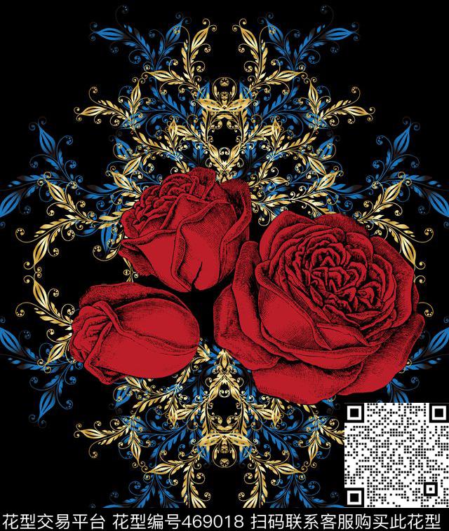 复古玫瑰欧式数码印花华亿平台下载（图片编号: 469018） - 瓦栏（Walan）