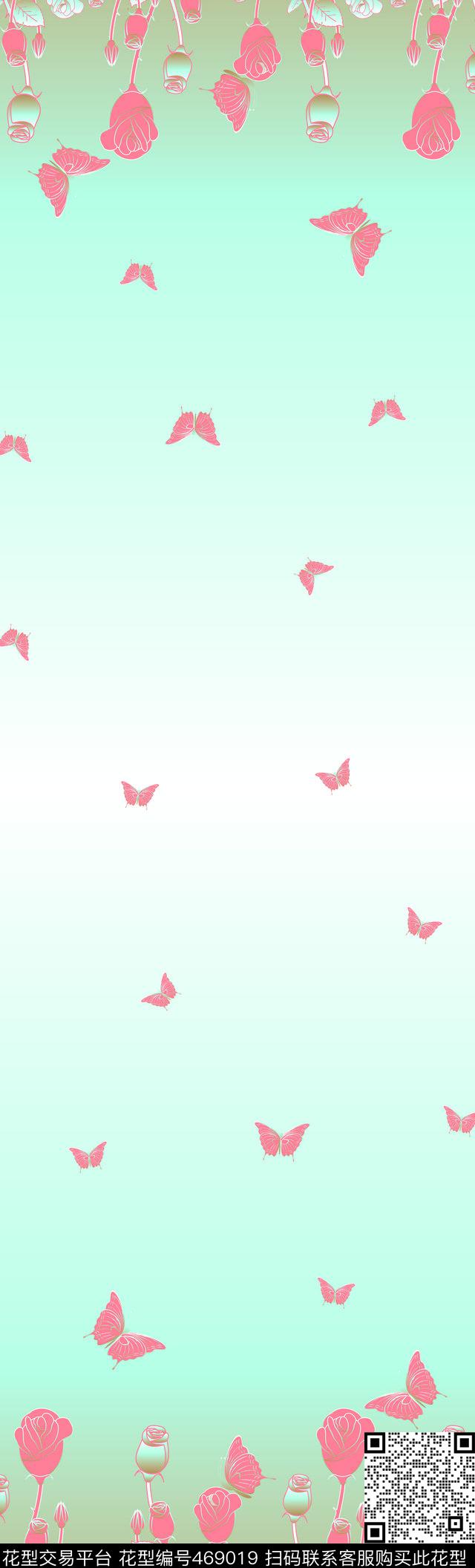 双边定位蝴蝶花化网传统印花华亿平台下载（图片编号: 469019） - 瓦栏（Walan）