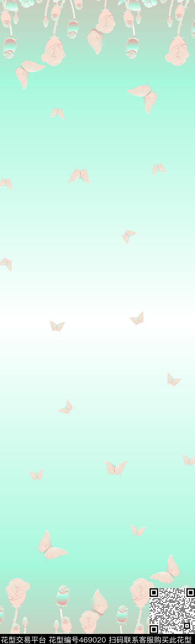 双边定位蝴蝶花化网传统印花华亿平台下载（图片编号: 469020） - 瓦栏（Walan）