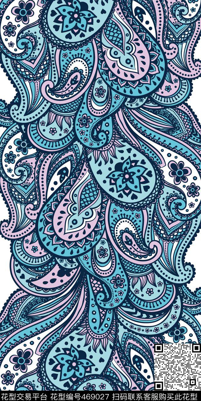 欧式佩斯利花卉传统印花华亿平台下载（图片编号: 469027） - 瓦栏（Walan）