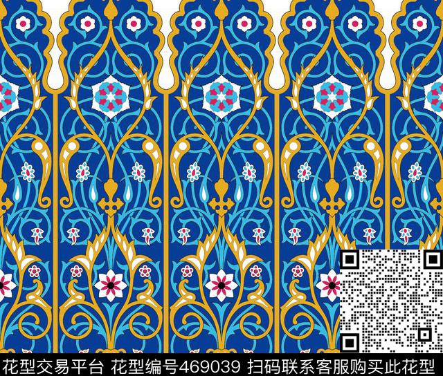 伊斯兰花卉欧式传统印花华亿平台下载（图片编号: 469039） - 瓦栏（Walan）