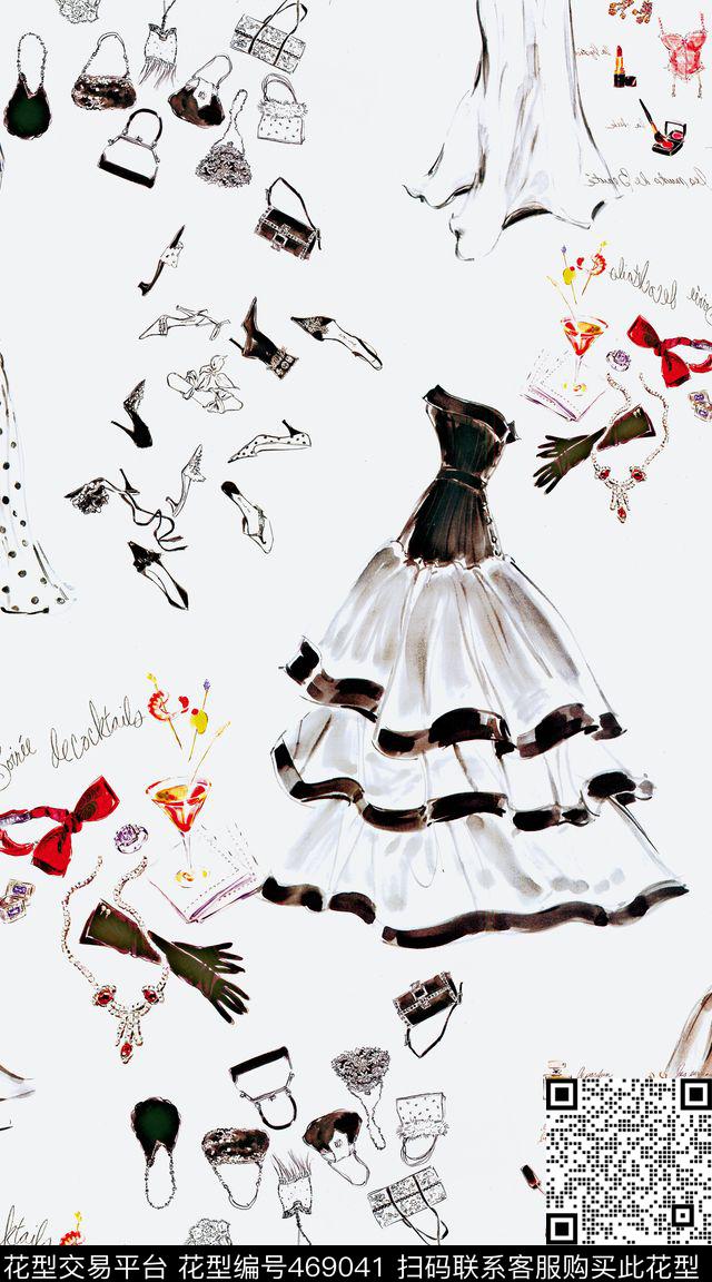手绘时装秀服装数码印花华亿平台下载（图片编号: 469041） - 瓦栏（Walan）