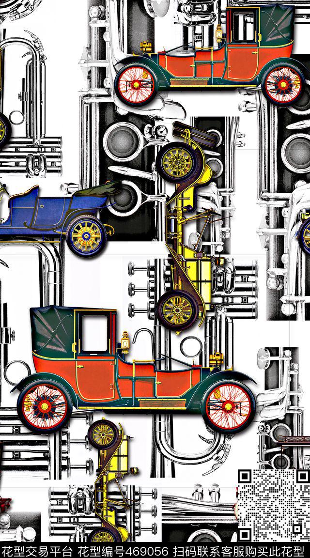 复古老爷车汽车数码印花华亿平台下载（图片编号: 469056） - 瓦栏（Walan）