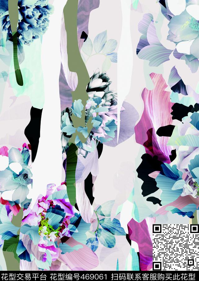 抽象滴墨水滴数码印花华亿平台下载（图片编号: 469061） - 瓦栏（Walan）