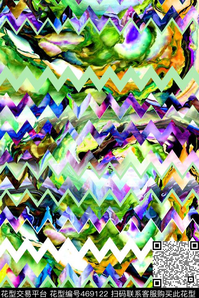 几何抽象水彩数码印花华亿平台下载（图片编号: 469122） - 瓦栏（Walan）