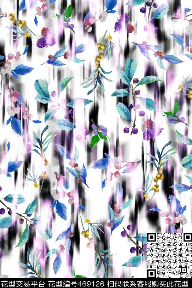 抽象水彩小碎花数码印花华亿平台下载（图片编号: 469126） - 瓦栏（Walan）