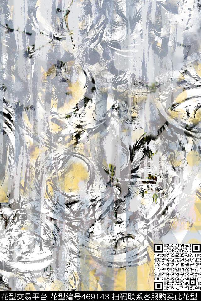抽象肌理几何数码印花华亿平台下载（图片编号: 469143） - 瓦栏（Walan）
