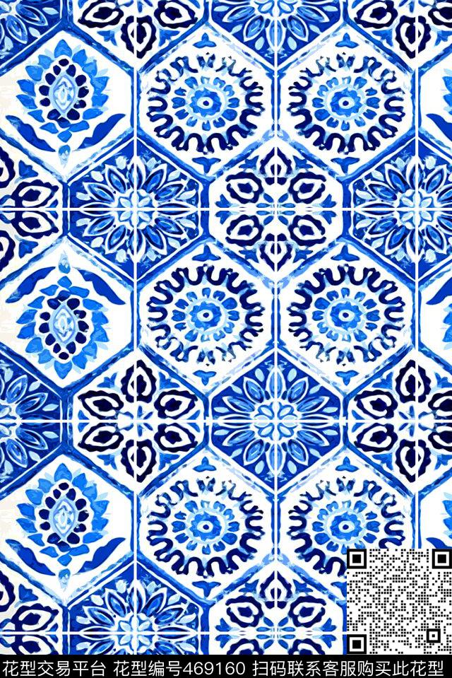 民族青花瓷欧式花纹传统印花华亿平台下载（图片编号: 469160） - 瓦栏（Walan）