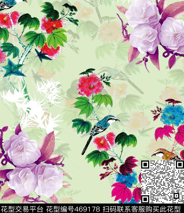 淡雅旗袍多色数码印花华亿平台下载（图片编号: 469178） - 瓦栏（Walan）