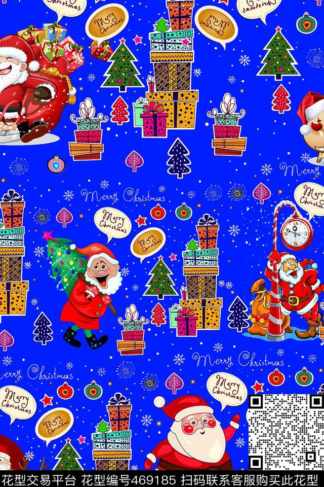 休闲圣诞老人驯鹿数码印花华亿平台下载（图片编号: 469185） - 瓦栏（Walan）