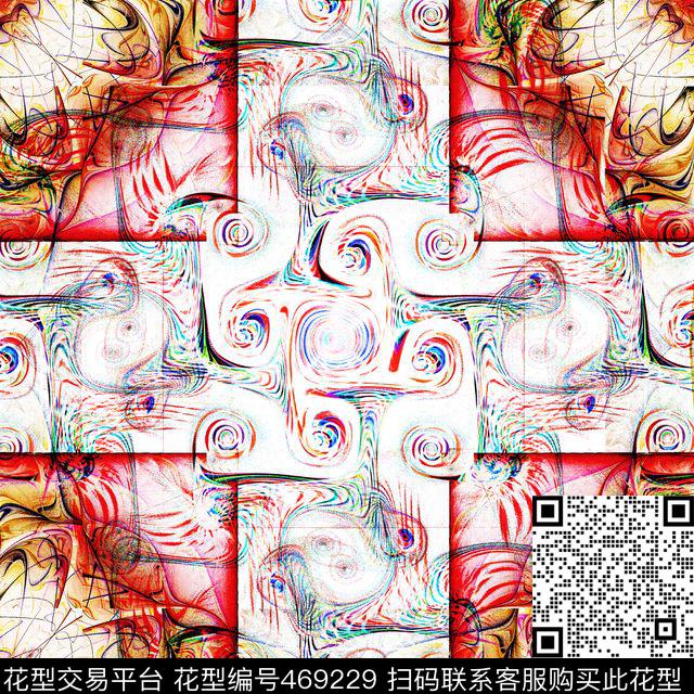 抽象创意方巾数码印花华亿平台下载（图片编号: 469229） - 瓦栏（Walan）