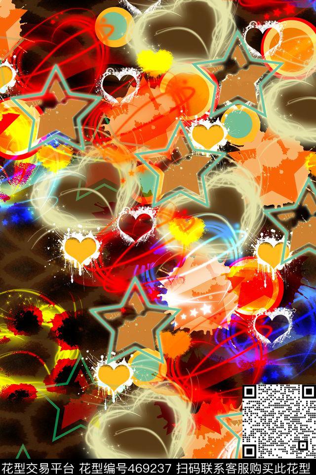 缤纷色彩涂鸦潮流数码印花华亿平台下载（图片编号: 469237） - 瓦栏（Walan）