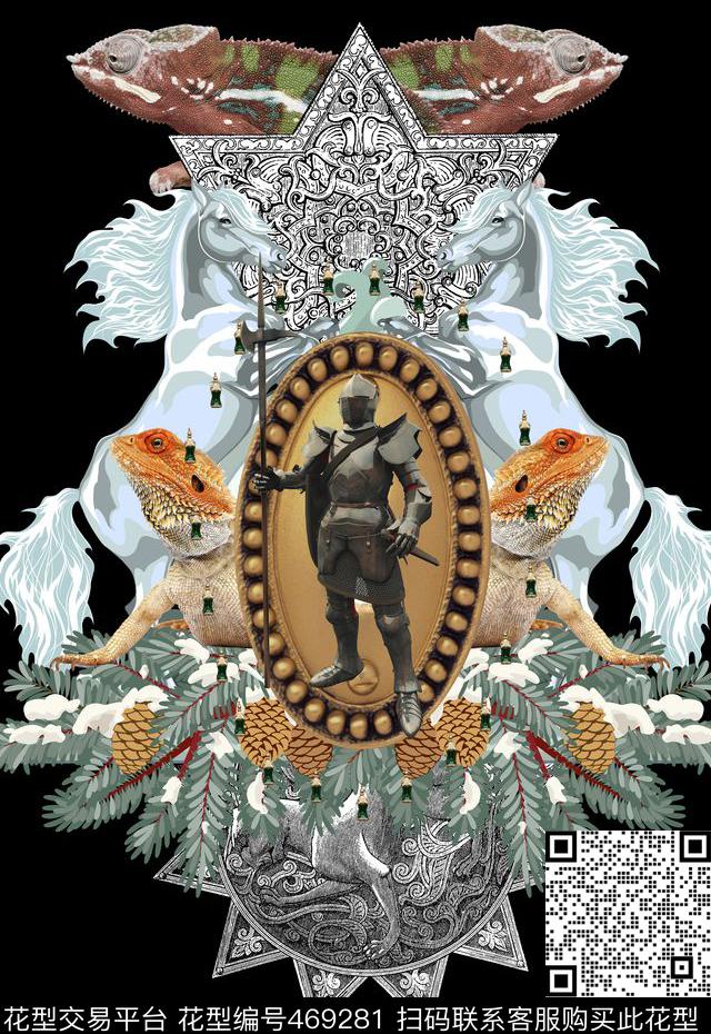 定位盔甲时尚大牌数码印花华亿平台下载（图片编号: 469281） - 瓦栏（Walan）