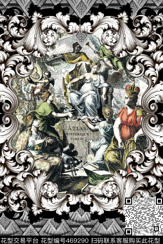 定位欧式时尚大牌人物插画数码印花华亿平台下载（图片编号: 469290） - 瓦栏（Walan）