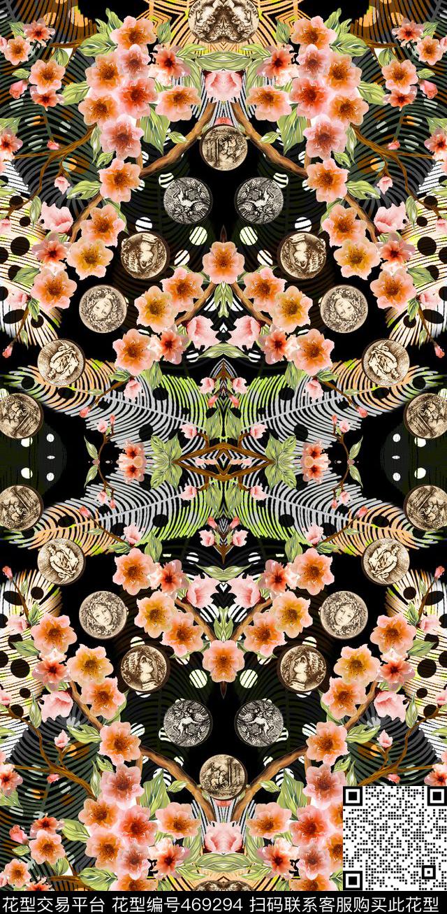 金币梅花樱花数码印花华亿平台下载（图片编号: 469294） - 瓦栏（Walan）