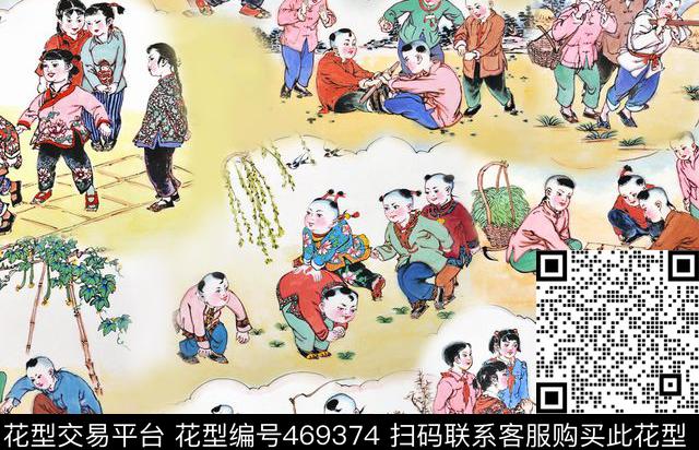 MAX-中国风孩童游戏逗趣图民间数码印花华亿平台下载（图片编号: 469374） - 瓦栏（Walan）