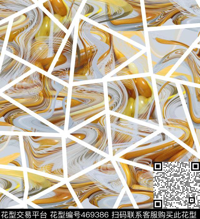 复古水纹解构数码印花华亿平台下载（图片编号: 469386） - 瓦栏（Walan）